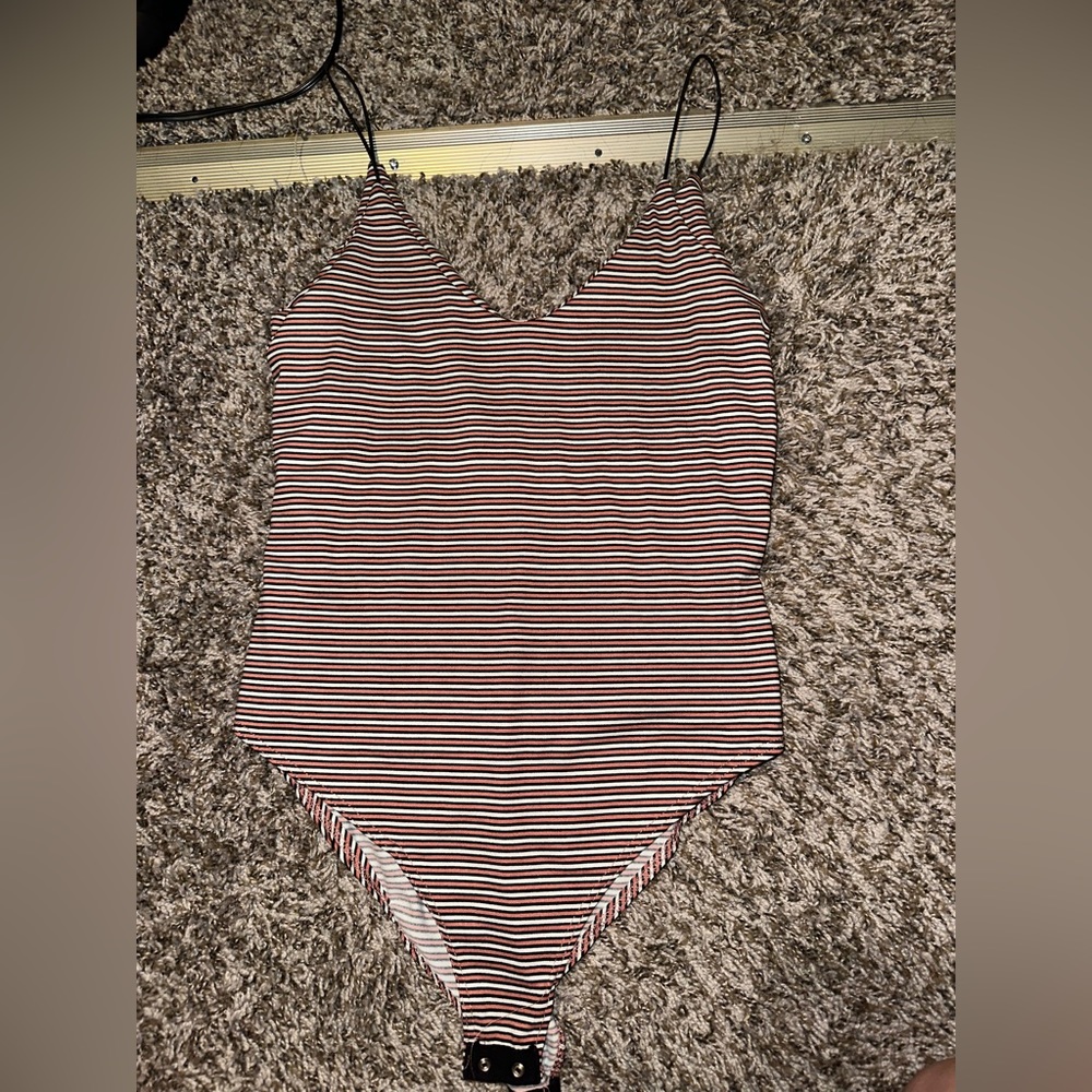 Orange & White striped Body Suit